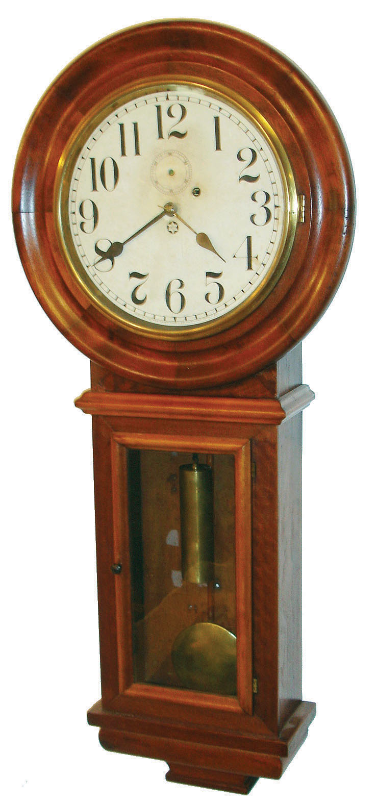 New Haven Clock Co., New Haven, Conn., "Office No. 1", 8 days, weight brass movement wall clock or timepiece, c1886 — Antique Clocks Price Guide