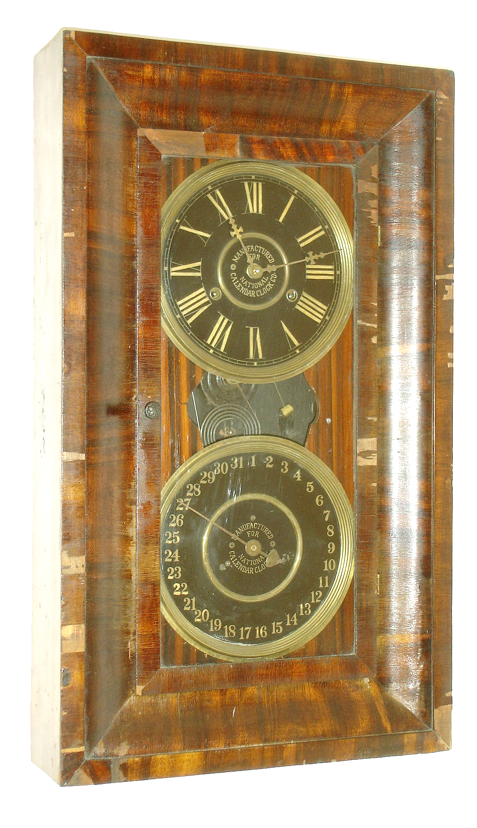 National Calendar Clock Co., (New Haven Clock Co.), New Haven, Conn., "O.G. Calendar Clock", 8 days, time and strike, double dial calendar clock, c1890 — Antique Clocks Price Guide