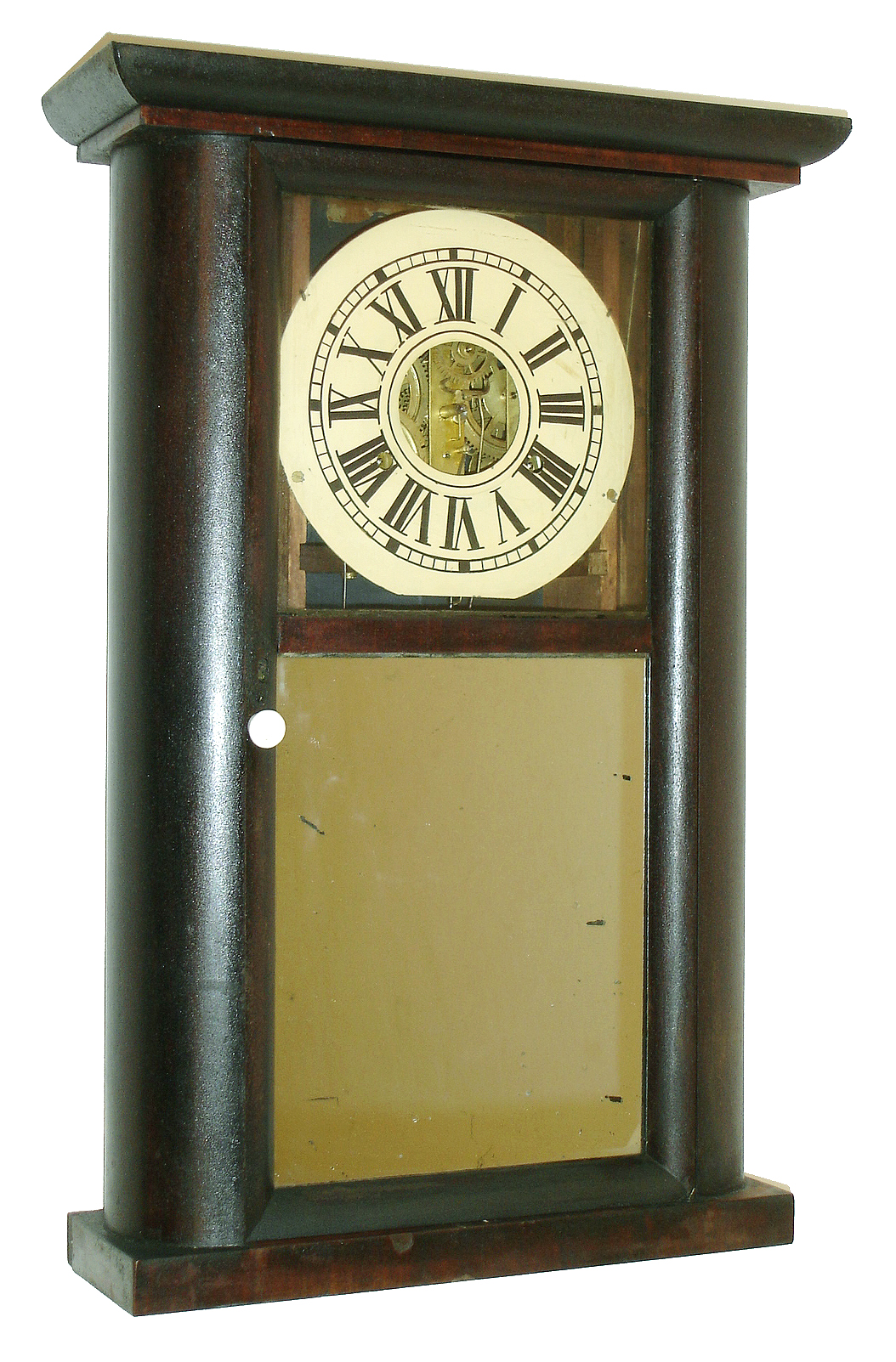 Jeromes, Gilbert, Grant & Co., Bristol, Conn., 30 hour, time and strike, weight brass movement round side shelf clock, c1839 — Antique Clocks Price Guide