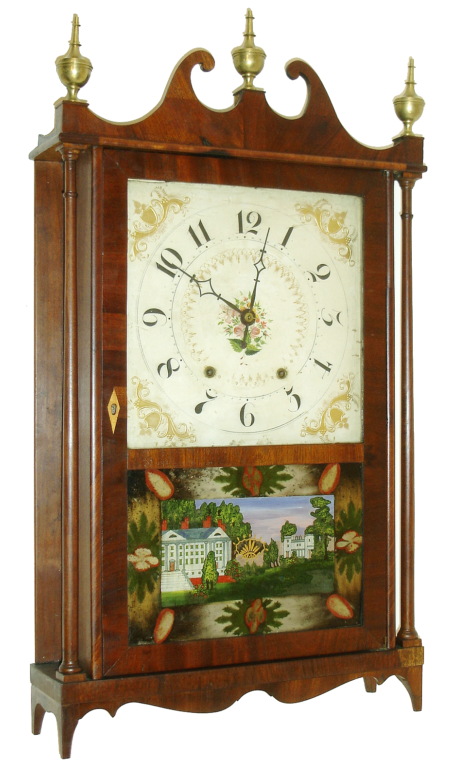 H. Dexter, Stockbridge, Madison County New York, 30 hour, time and strike, weight wood movement pillar & scroll shelf clock, c1835 — Antique Clocks Price Guide
