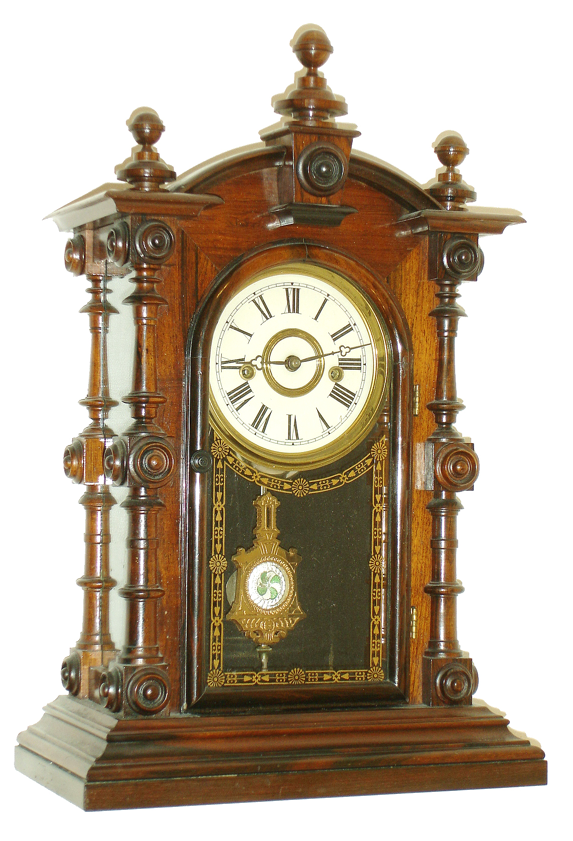 Welch, Spring & Co., Forestville, Conn., "Patti V.P." 8 days, time and strike, rosewood mantel clock. c1880 — Antique Clocks Price Guide
