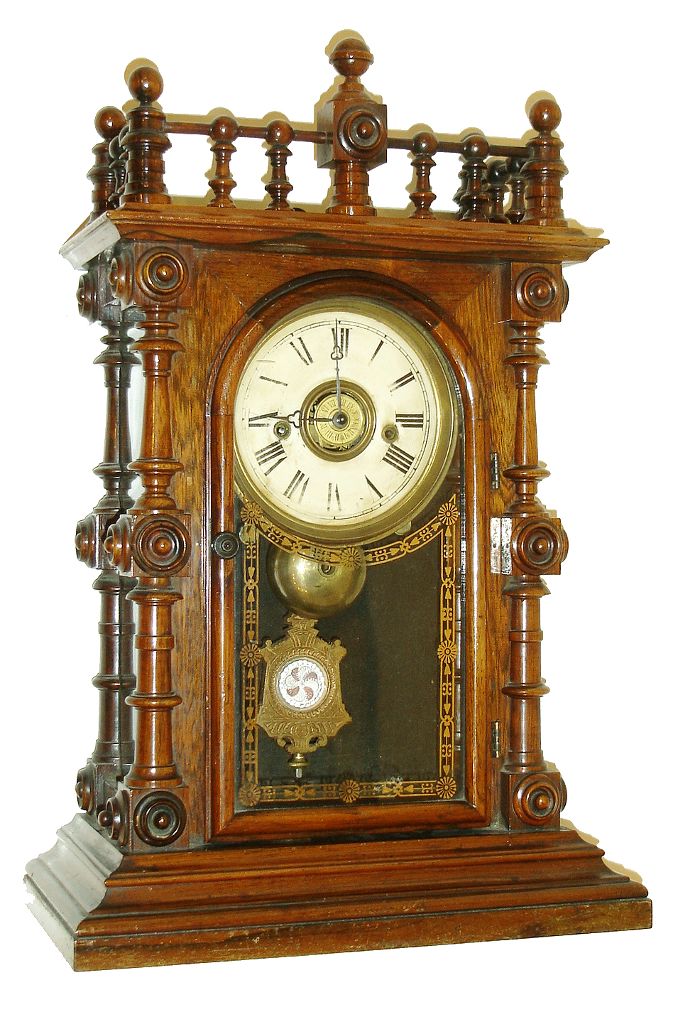 Welch, Spring & Co., Forestville, Conn., "Gerster, V.P.", 8 days, time, strike and alarm rosewood mantel clock, c1880 — Antique Clocks Price Guide