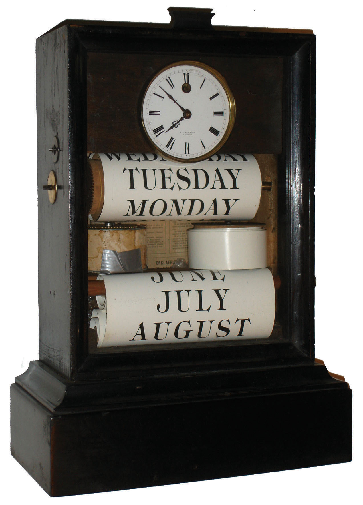 A. Redier, a Paris, French ebonized wood 30 day time only "Pendule Calendrier" calendar clock, c1890 — Antique Clocks Price Guide