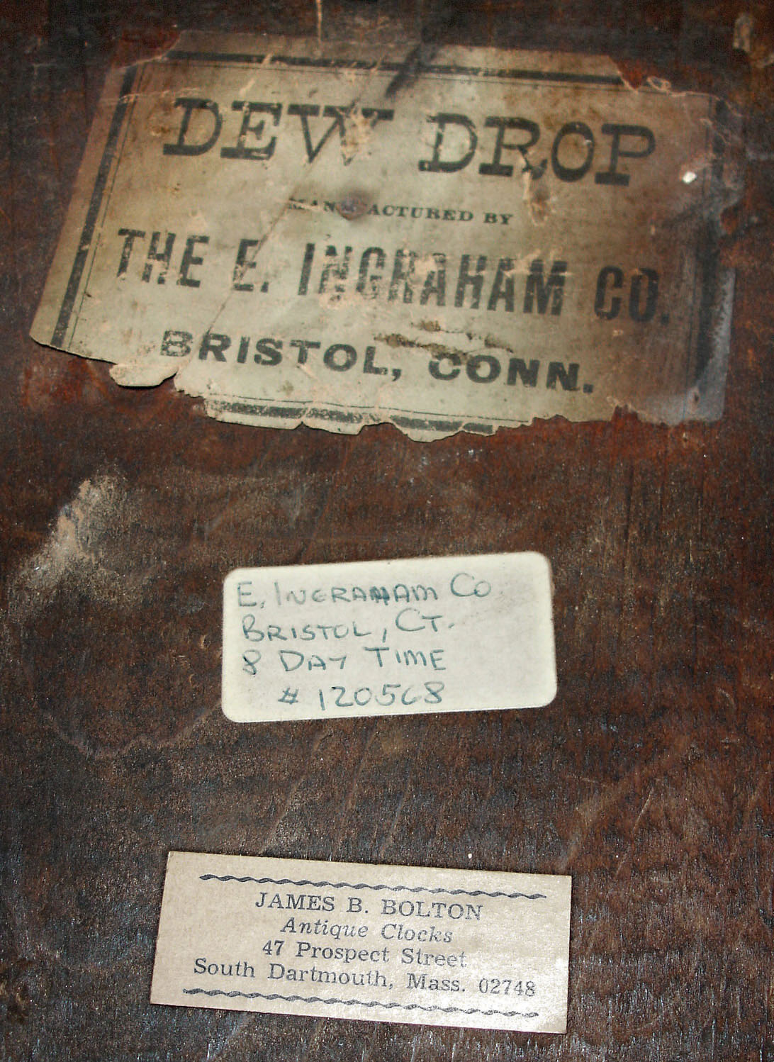 E. Ingraham & Co., Bristol, Conn., "Dew Drop" 8 days, time only rosewood wall clock, c1881 — Antique Clocks Price Guide