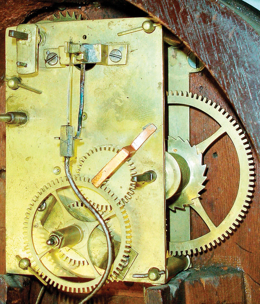 Unknown, Massachusetts, 8 days, time and alarm patent or banjo timepiece, c1830 An example of the movement that is close match can be found in "Willard's Patent Timepieces" by Paul Foley, pg 146 — Antique Clocks Price Guide