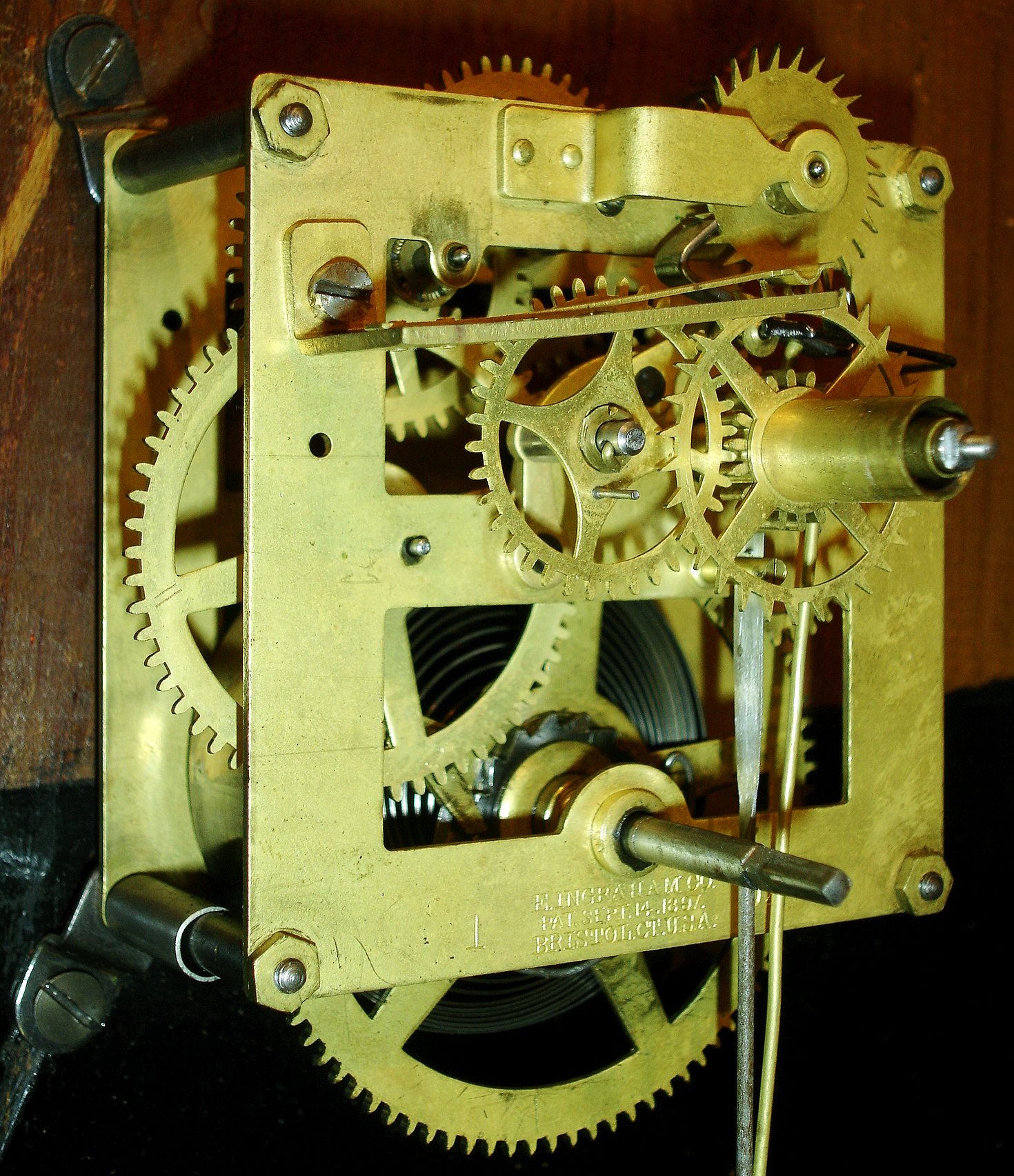 E. Ingraham & Co., "Western Union", 8 days, regulator wall calendar timepiece. c1908 — Antique Clocks Price Guide