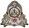 Ansonia Clock Co., New York, "La Manche" 8 days, time and gong strike porcelain mantel clock, with open escapement, c1904
