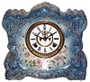 Ansonia Clock Co., New York, "Osceola" 8 days, time and strike, porcelain mantel clock with visible escapement, c1910