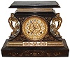 Ansonia Clock Co., New York, "Rosalind" 8 days, time and strike, enameled iron mantel clock, c1904