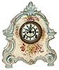 Ansonia Clock Co., New York, "La Bretagne" porcelain 8 days, time and strike, mantel clock with visible escapement, c1904