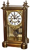 Ansonia Clock Co., New York, "Symbol Extra" 8 days, brass and glass time and strike, crystal regulator mantel clock, visible escapement,  c1894