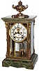 Ansonia Clock Co., New York, "Cosmo" 8 days, time and strike, brass and glass crystal regulator with green onyx top and base, visible escapement, c1914