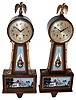 Clocks- 4 (Four) 8 days, time and strike, spring driven Connecticut banjo clocks: 2 Seth Thomas "Crandall"; New Haven "Whitney"; and Sessions "Delaware"; early 20th century