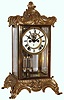 Ansonia Clock Co., New York, "Zenith" 8 days, time and strike, cast brass and beveled glass crystal regulator, with visible escapement, c1914