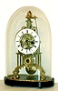 English, attributed to W. F. Evans, a single chain fusee skeleton clock, striking a single bell tone at the hour, and with optional white porcelain enamel dial {that makes reading the time much easier}, mounted to an oval wooden base, and with old /period glass dome, c1870