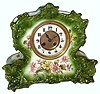 French painted porcelain 8 days, time and strike, mantel clock, Japy Freres Medaille D'Honneur movement, c1900