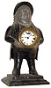 Waterbury Clock Co., Waterbury, Conn., "John Bull / Squire" blinking eye figural mantel clock, 8 days, time only, spring driven movement in a painted cast iron case with papered dial, c1875