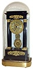 French portico clock, ebonized wooden case with gilt bronze mounts, Roman numeral gilt dial with cast center, bezel and pendulum with floral ornament, 8 days, time and strike, Pendule a Paris movement, with gilt base and dome, c1830