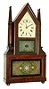 Birge and Fuller, Bristol, Conn.8 days, fusee time and strike, movement steeple on frame with candle finials shelf clock, c.1846.