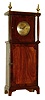 Grafton mantel clock, in the style of Simon Willard, c1900, two days, time only, weight driven movement in a mahogany veneer case with convex solid brass silvered dial signed Simon Willard.  James Conlin of Boston reproduced these 30 hours Willard, Grafton wall clocks about 1910 and is a good candidate for attribution.