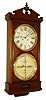 Ithaca Calendar Clock Co., Ithaca, N.Y., "No. 2 Regulator" wall clock, 8 days, time and perpetual calendar, two weight driven movement in a walnut case with papered metal dials, c1874