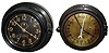 Clocks- 2 (Two) Chelsea Clock Co., Boston, black phenolic case 8 days, marine timepieces: 6" brass U.S. Government dial, #727350 dated 1968; black 5.5" dial U.S. Navy #433607 dated 1943 on dial