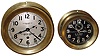 Clocks- 2 (Two) Chelsea Clock Co., Boston, brass case screw bezel 8 days, marine timepieces: 5" silvered dial U.S. Maritime Commission #323521; 4" black dial #124605 U.S. Navy Deck Clock No. 2. 1942 and 1918