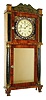 Munger & Benedict, Auburn, N.Y., Empire shelf clock, 8 days, time and strike, weight driven movement in a mahogany veneer case with stenciled splat and painted half columns, painted metal dial and mirror tablet, c1832