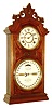 Ithaca Calendar Clock Co., Ithaca, N.Y., "No. 8 Shelf Library" mantel clock, 8 days, time, strike and perpetual calendar, spring driven movement in a walnut and burled walnut case with papered time dial and painted metal calendar dial, c1880
