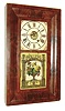 Chauncey Jerome, Bristol, Conn., OG mantel clock, 8 days, time only, weight driven movement in a standard size 30 hours, OG mahogany veneer case with painted wooden dial and reverse painted tablet, c1838
