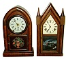 Clocks- 2 (Two) Connecticut 8 days, time and strike, mantel clocks: Ansonia rosewood beehive, c1875; Terry & Andrews mahogany steeple; c1850
