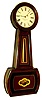 E. Howard Clock Co., Boston, Mass., "No. 2 Banjo" wall clock, 8 days, time only, weight driven movement in a rosewood grained cherry case with reverse painted throat and lower tablet and painted metal dial, c1885