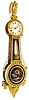 Waltham Clock Co., Waltham, Mass., "Girandole" wall clock, 8 days, time only, weight driven movement in a gold leafed mahogany case with Taylor thermometer, reverse painted convex throat and lower tablets and painted iron dial, serial #9, c1925