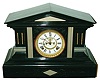Ansonia Clock Co., New York, "Sweden" enameled iron 8 days, time and strike, mantel clock, visible escapement, c1886