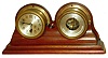 Chelsea Clock Co., Boston, for Kelvin White, New York, 3" time only brass clock and barometer set in mahogany cradle, #231830, 1937