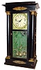 The Year Clock Co., 35 Cortlandt St, New York, Empire shelf clock with full year running period, using A D Crane patent 6 ball pendulum and unique "crawler" escapement, spring + fusee movement, glass dial and gilt bezel, c1848