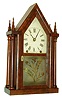 Brewster & Ingrahams, Bristol, Conn., 8 days, time and strike, four pillar sharp gothic or steeple clock, c1845