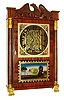 Unknown maker from the Allentown, PA area carved eagle splat and carved columns with claw feet shelf clock with a skeleton weight driven 30 hours, weight driven movement. This movement is based upon the Black Forest wood plate and brass wheel examples, c1830.