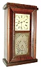 J. R. Mills & Co., New York, "Year Clock Co"., two weight, 8 days, shelf clock, torsion suspension and 3-ball pendulum, in a walnut case, c1850