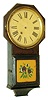 Terry Clock Co., Waterbury, Conn., 30 hour, spring brass movement wood and cast iron drop octagon wall clock or timepiece, c1868