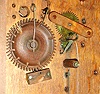 Riley Whiting, Winchester, Conn., 30 hour, time and strike, weight wood movement half column & splat with paw feet shelf clock, c1830