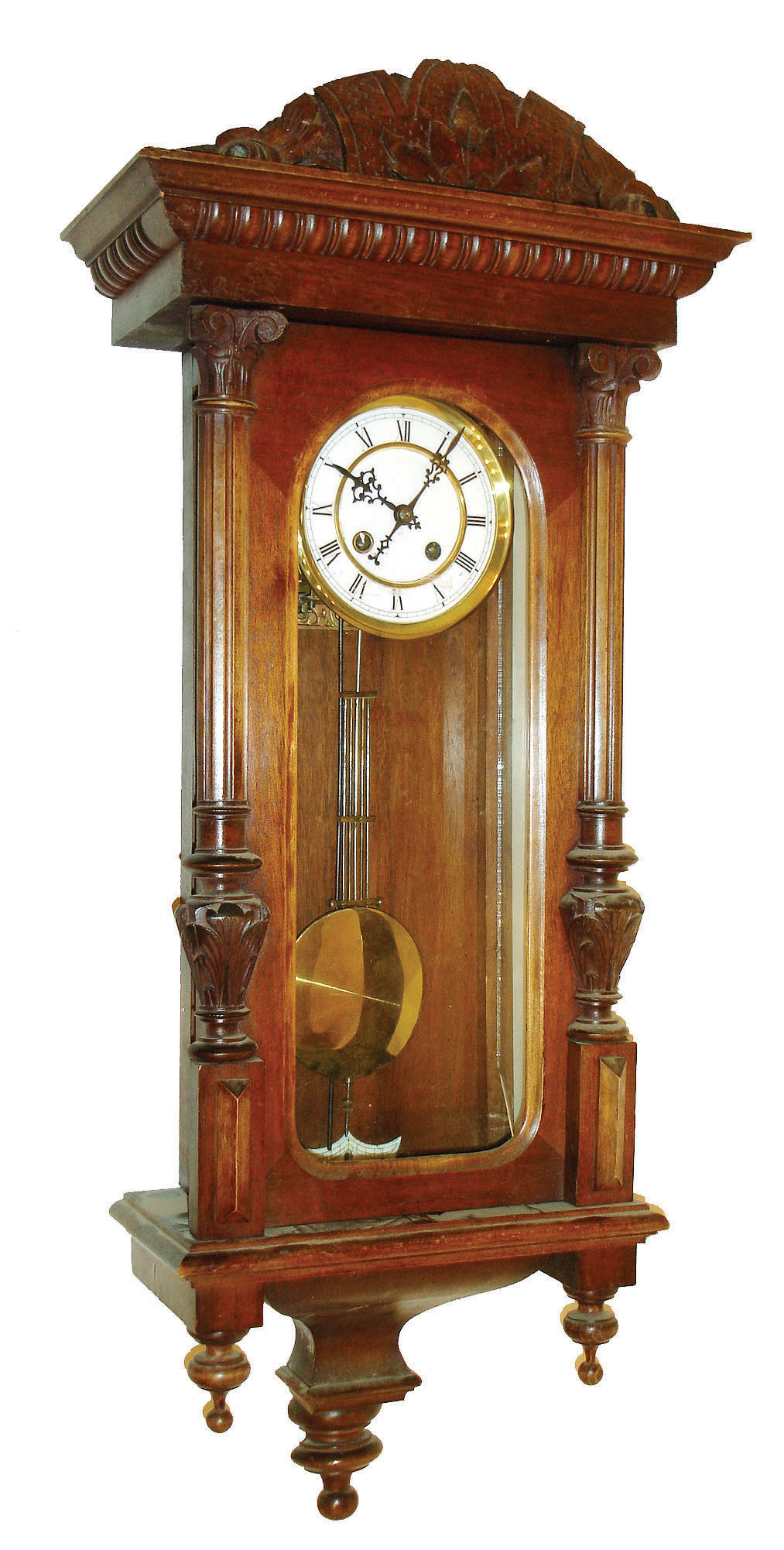 Clocks- 3 (Three) German 8 days, spring driven, time and strike, wall clocks in walnut cases, late 19th century. — Antique Clocks Price Guide