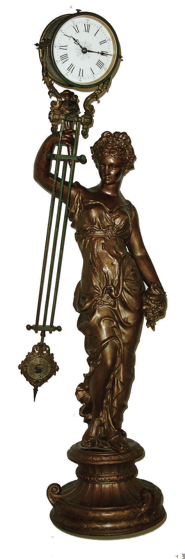 French Swinger, 8 day cast metal figural clock, Guillmet movement stamped Medaille D'Or, Paris, c1890 — Antique Clocks Price Guide