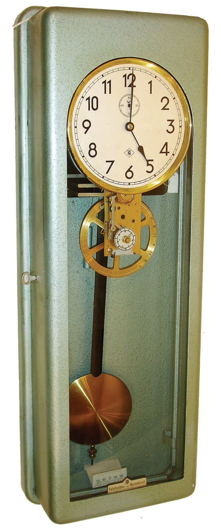 Telefonbau und Normalzeit, Frankfort, German, electrically wound master clock in painted steel case, c1960 — Antique Clocks Price Guide