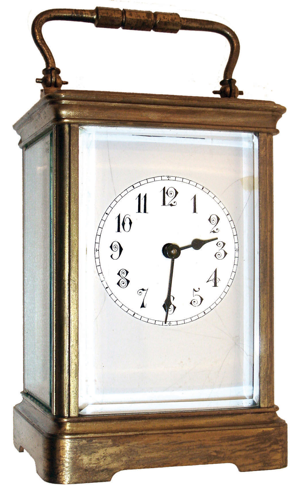 Boston Clock Co., Boston, Mass., 8 days, time and hour/ half hour strike tandem-wind carriage clock, c1890, serial #D218 — Antique Clocks Price Guide