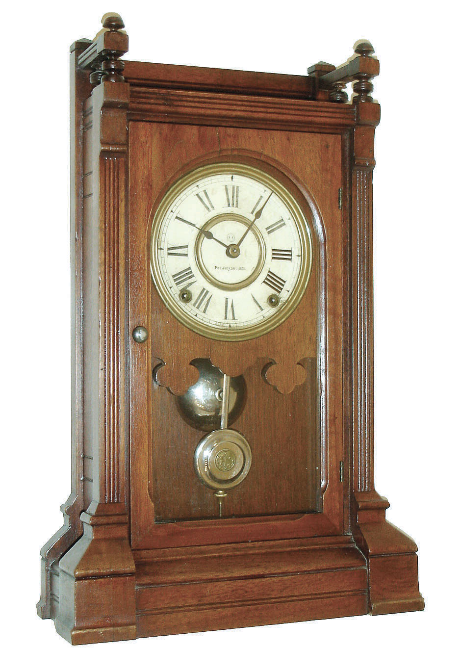 Seth Thomas Clock Co., Thomaston, Conn., "Albion V. P." 8 day time& strike walnut shelf clock, c1885. — Antique Clocks Price Guide