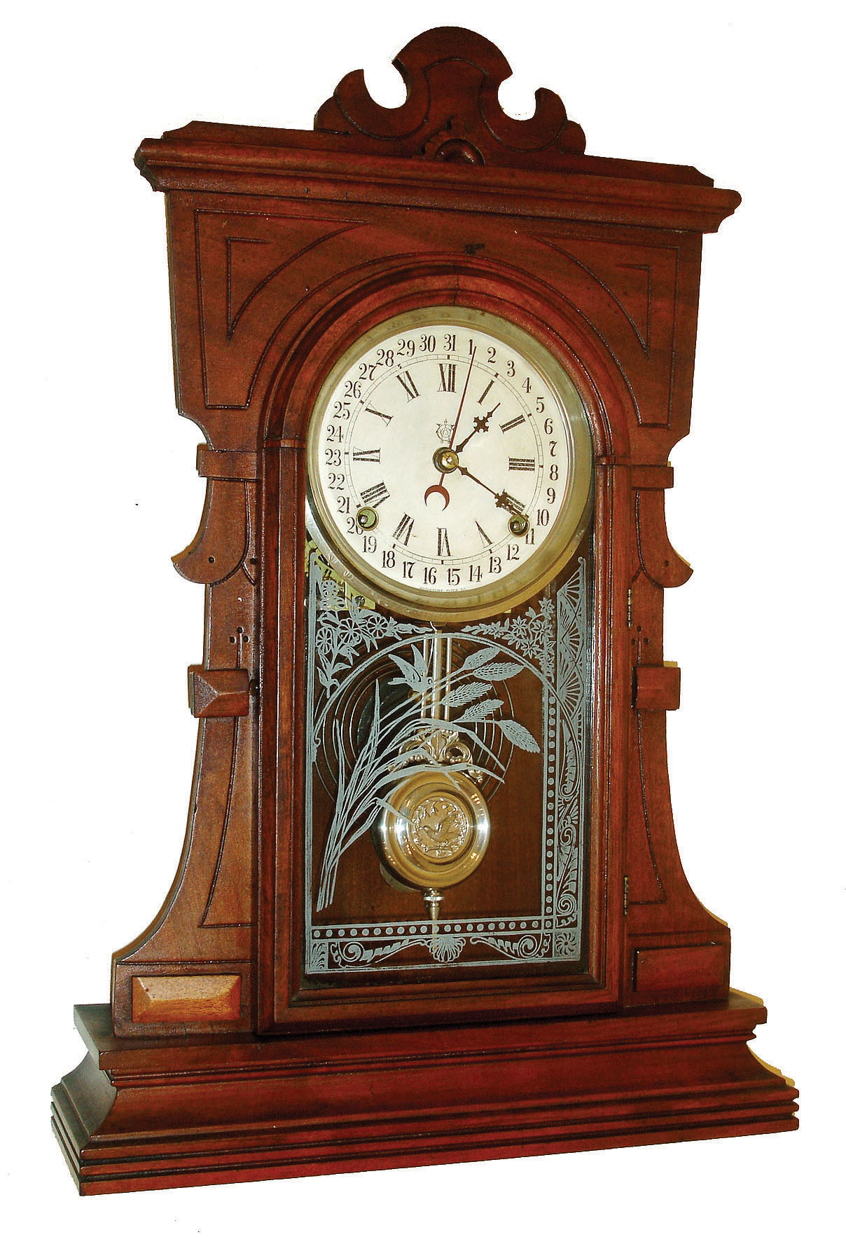 Waterbury Clock Co., Waterbury, Conn., "Medina", 8 day time, strike & calendar mantel clock, c1891 — Antique Clocks Price Guide