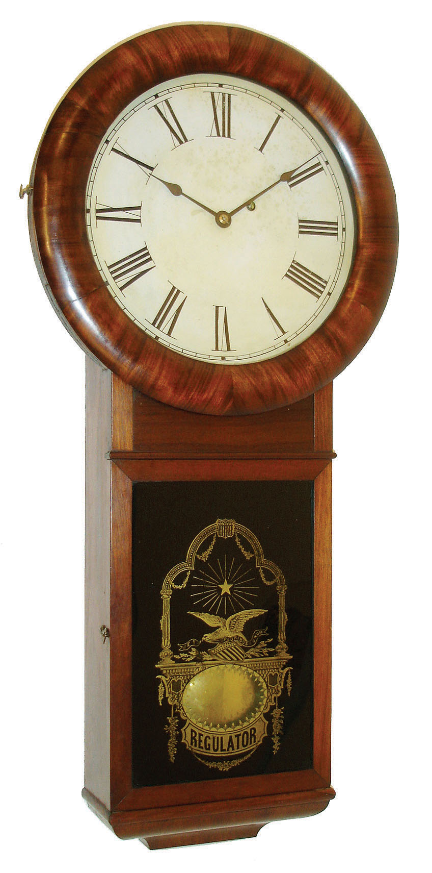 Seth Thomas Clock Co., Thomaston, Conn., "Regulator No. 2" weight driven 8 day timepiece in a mahogany veneered case, c1874. — Antique Clocks Price Guide
