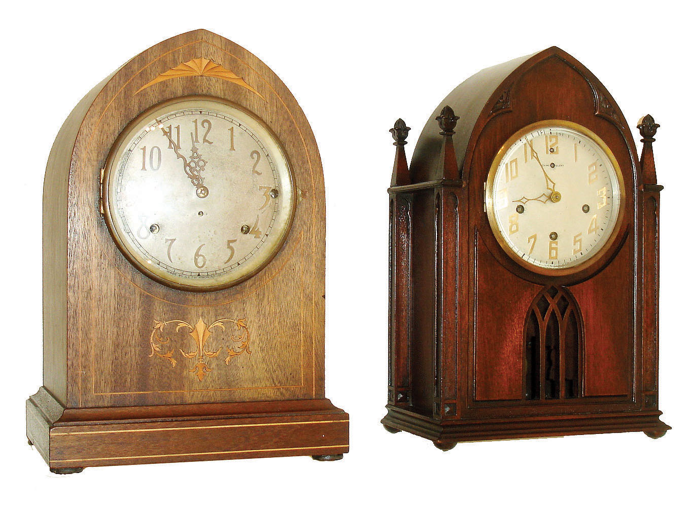 Clocks- 2 (Two) Conn., chime: (1) New Haven Clock Co., New Haven, Conn., "Abbey", 8 day time, strike & Westminster chime on rods, c1929. (2) Seth Thomas Clock Co., Thomaston, Conn., "Chime Clock No. 64", 8 days, time & Westminster chime on rods, c1914. — Antique Clocks Price Guide