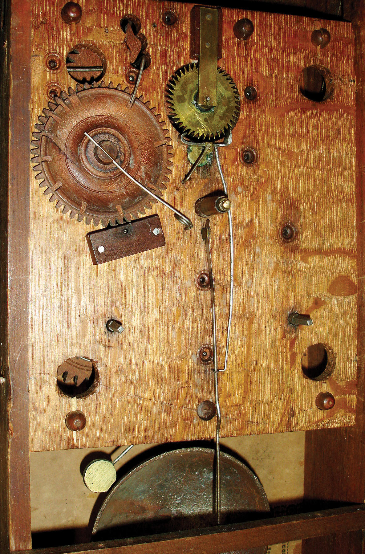 Henry Loomis, Bristol, Conn., 30 hours, time and strike, weight driven wood movement pillar & scroll shelf clock, c1830 — Antique Clocks Price Guide